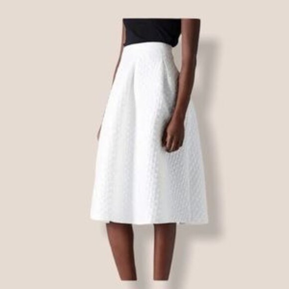 Topshop Diamond Jacquard Quilted Pleated Midi Skirt Fall Trend Off White - Picture 1 of 14